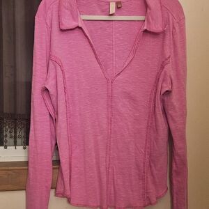 Pilcro Vibrant Pink Long Sleeve Top